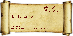 Haris Imre névjegykártya